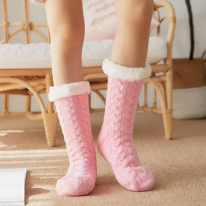 Womens Fuzzy Thermal Sock Plush Grip Hemp Winter Soft Female Home Indoor Warm Bedroom Non slip fluffy Thick Slipper Floor Sock