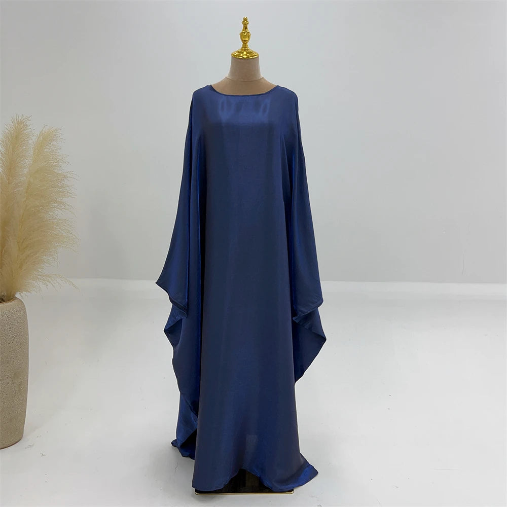 Batwing Butterfly Satin Abaya Dubai Luxury Muslim Kaftan Maxi Dress Abayas For Women Kebaya Robe Caftan Marocain Femme Vestidos