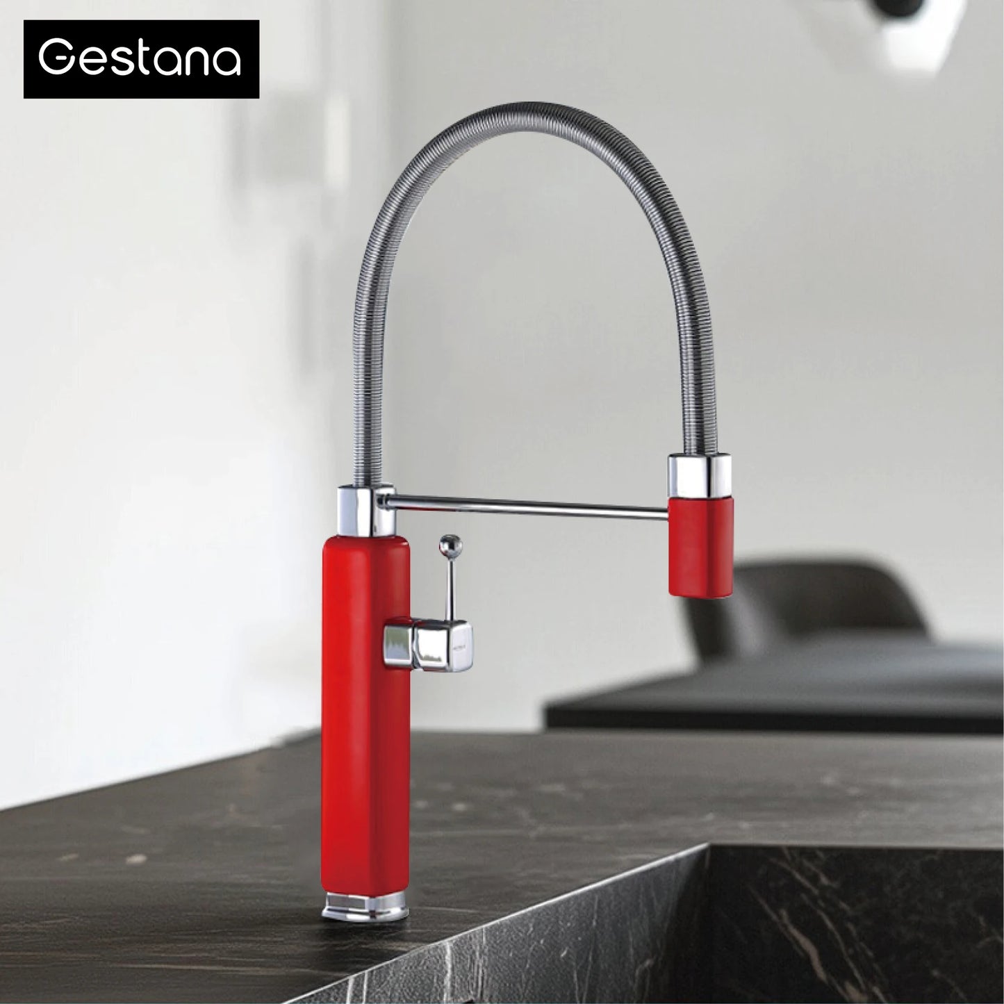 Modern red brass kitchen faucet with single handle and single hole ceramic valve core, hot and cold water pull-out sink Mixer