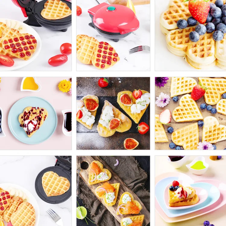 Electric Waffle Machine Portable Home Breakfast Machine Waffle Maker Breakfast Love Heart Shaped Waffle Maker Cooking Appliance