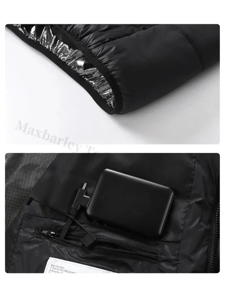 21 Areas Heating Jacket Men Winter USB Electric Heated Coat Functional Self Heating Clothes Outdoor Snow Ski Thick Padded Jacket