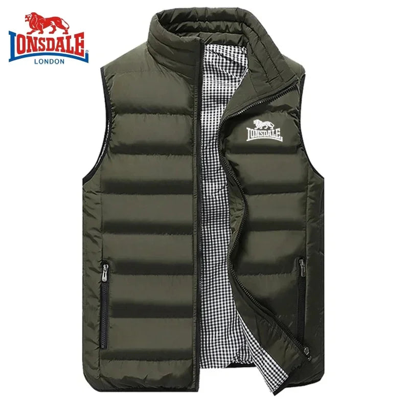 Men's Embroidery Brand High Quality Warm Vest Vest, Autumn and Winter Luxury Fashion Brand, Sleeveless Outdoor Windproof Jacket.