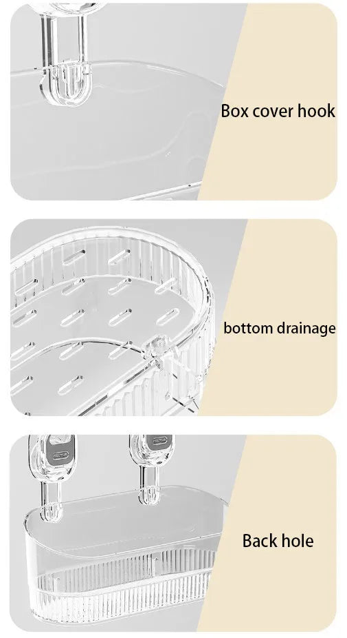 Saugnapf-Aufbewahrungsregal für Badezimmer, stanzfreie, an der Wand montierte Aufbewahrungsbox, kann abnehmbar werden, leerer Aufbewahrungskorb für Toilettenspüle