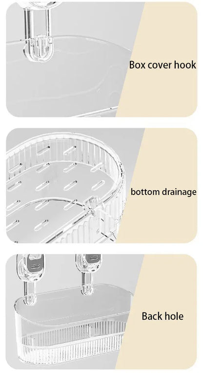 Saugnapf-Aufbewahrungsregal für Badezimmer, stanzfreie, an der Wand montierte Aufbewahrungsbox, kann abnehmbar werden, leerer Aufbewahrungskorb für Toilettenspüle