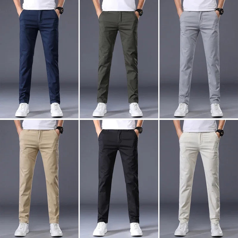 Thin Men's Pants Classic 7 Colors Summer New Casual Pant Business Fashion Stretch Cotton Slim Brand Male Trousers.