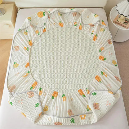 Cartoon Cute Pattern Cooling Fitted Sheet Single Natural latex fabric Soft cushion for Bedding Slow rebound Non-Slip Mattress.