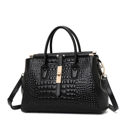 Aidrani Genuine leather women's handbag, fashion crocodile pattern design, high-end luxury cowhide bag large capacity.