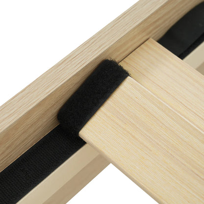 KOMHTOM Holzbett, Kopfteil mit Stauraum, LED-Beleuchtung und beigefarbener Cordpolster-Rückenlehne (Ohne Matratze)