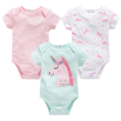 Baby Mädchen Kleidung 3 Teile/los Pour Nouveaux Baumwolle Kurzarm Mädchen Body 0-12 Monate Neugeborenen Jungen Kleidung Kleinkind.