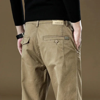 97% Cotton Men Casual Trousers Solid Color Slim Fit Men's Pants New Winter Autumn High Quality Classic Business Pant Male.