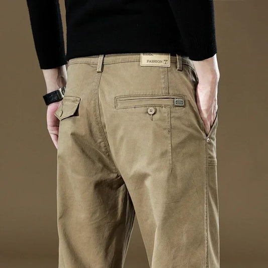 97% Cotton Men Casual Trousers Solid Color Slim Fit Men's Pants New Winter Autumn High Quality Classic Business Pant Male.