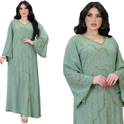 Kaftan Eid elegante muslimische Frauen Kleid Ramadan Party Dubai Abaya Truthahn Islam lange Abendkleider Musulmane elegante Vestidos