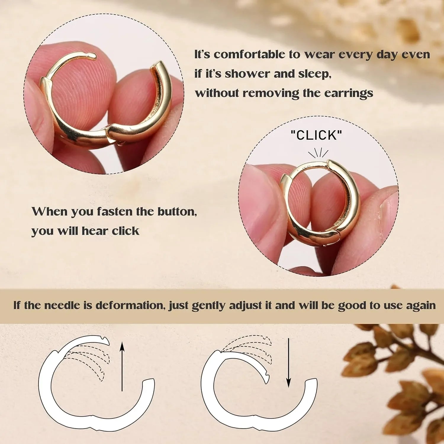 3Pairs Hoop Earrings Set for Women Gold Silver Plated Earring Hypoallergenic Small Huggie Hoops Lightweight Hoop Earrings Stack.