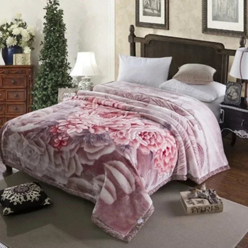 Blanket Double Thickened Raschel Winter Wedding Quilt Blanket Warm Coral Fleece Cashmere Blanket Double