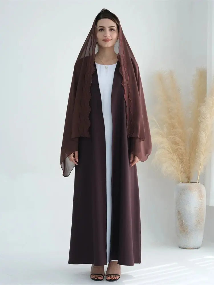 Ramadan Eid Women Coffee Dubai Khimar Abaya Damen Muslim Kimono Hijab Dress Set Kebaya Kaftan Djellaba Robe Femme Musulmane.