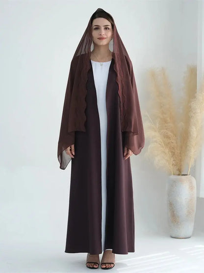 Ramadan Eid Women Coffee Dubai Khimar Abaya Damen Muslim Kimono Hijab Dress Set Kebaya Kaftan Djellaba Robe Femme Musulmane.