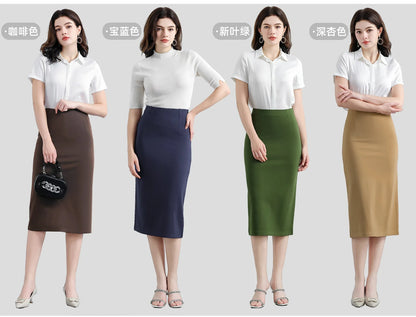 Women's Professional High Waist Long Pencil Skirt, Slim Fit Black Hip-hugging Skirt for Office Commute.