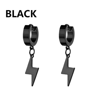 1 Pairs Black Earrings Set Punk Stainless Steel Stud Earrings For Men Women Vintage Hip Hop Piercing Ear Jewelry Accessories