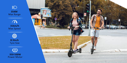 ES80/M365 X1 Electric Scooter 36V 10.5Ah 500W Motor 35KM Long Range 31KM/H 8.5Inch Solid Tires Foldable Smart APP EScooter.