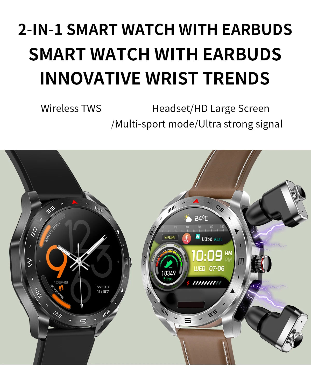 2024 New Smart Watch TWS 2-in-1 Bluetooth Earphones HIFI 9D Sound Quality Bluetooth Call For Men and Women Sports Smartwatches.