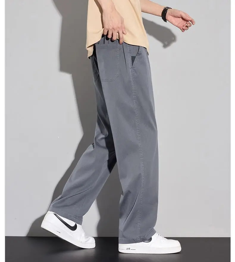 2025 Summer Thin Men's Soft Lyocell Casual Pants Breathable Fashion Solid Color Simple Male Trousers Brand Clothing.