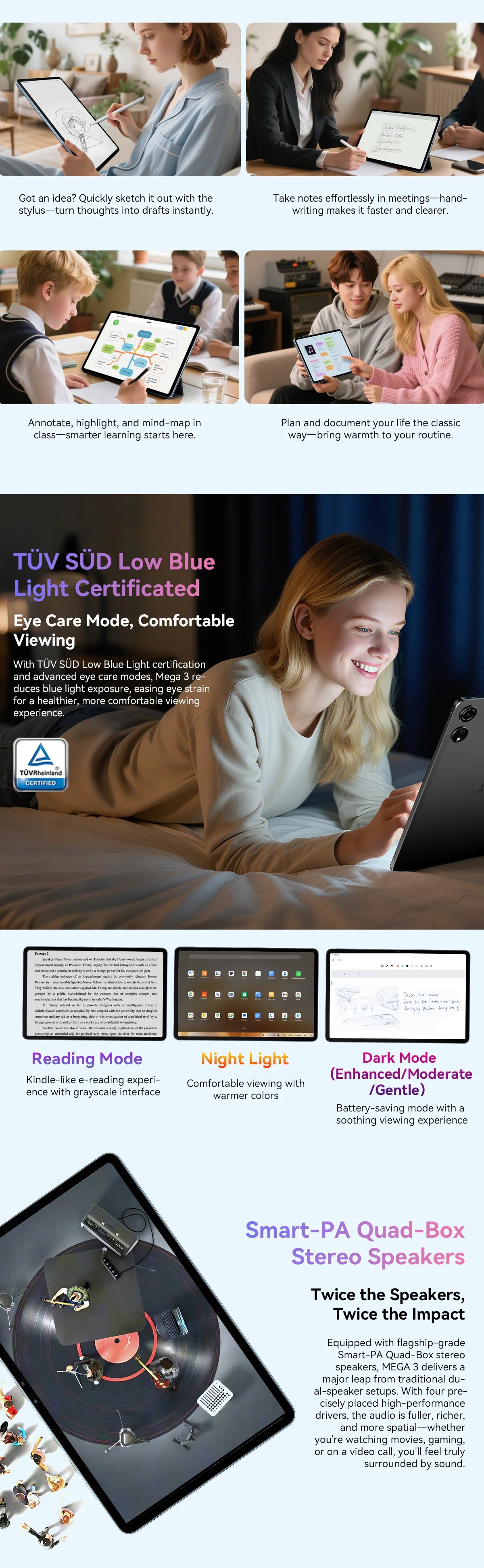 2025 Blackview MEGA 3 Tablet Android 15 Pad 12.1" 2.5K 90Hz Display 12GB 256GB 8800mAh Tablets PC 33W Fast Charging 50MP Camera