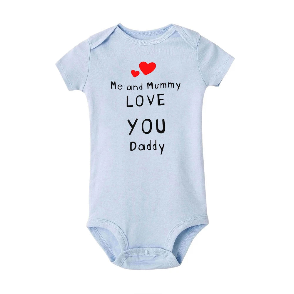 Ich und Mama Love You Daddy Baby Jungen Mädchen Overall Neugeborenes Baby Kleinkind Kleidung Kurzarm Body Valentinstag Geschenke