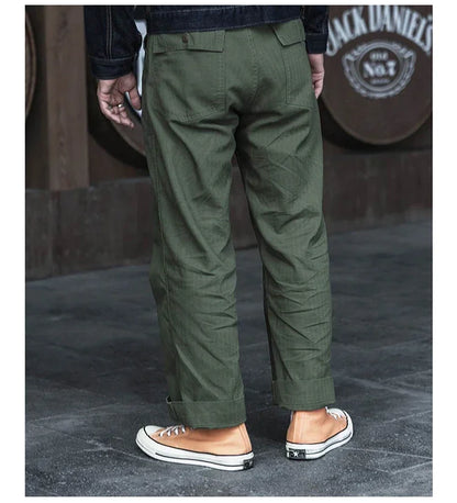 Bronson 1947 Model 838A OD7 Fatigue Utility Pants Men HBT OG-107 Baker Trousers.