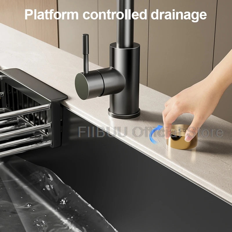 304 Stainless Steel Kitchen Sink Single Bowl Thickened Material Undermount Basin Vegatable Workstation With Drain Accessories