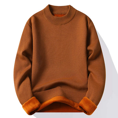 Knitwear Sweater New Autumn/Winter Mock Neck Sweatshirts Solid Color Pullovers Man Brand Casual Mens Clothing