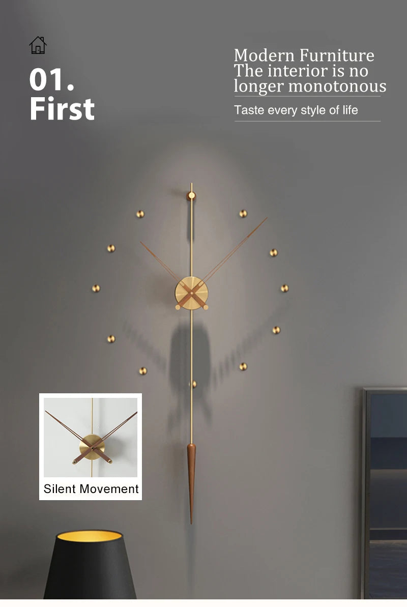 Spanien Große Wanduhr Modernes Design Metall Luxus Wand Uhren Uhren DIY Wohnkultur Stille Wohnzimmer Orologi Da Parete Geschenk