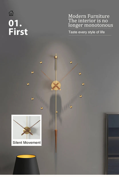 Spanien Große Wanduhr Modernes Design Metall Luxus Wand Uhren Uhren DIY Wohnkultur Stille Wohnzimmer Orologi Da Parete Geschenk