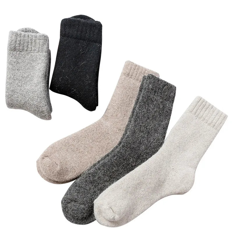 Super Thicker Solid Socks Merino Wool Rabbit Socks Snow calceta hombre skarpety meskie Warm Funny Happy Winter Male Men Socks.