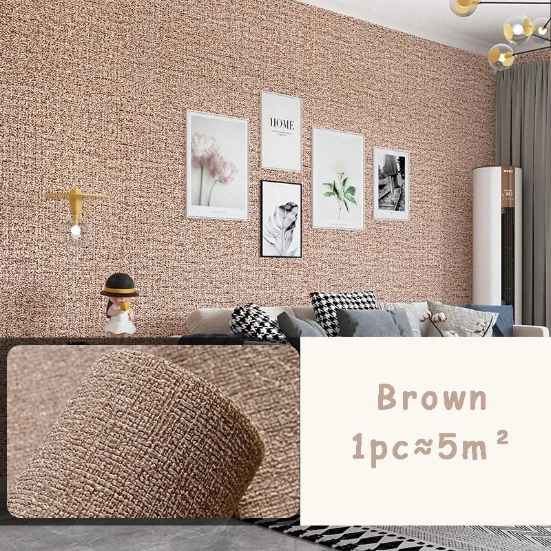 10 m 3D verdickte selbstklebende Tapete Leinen schlicht Kieselalgen Schlamm Wandaufkleber Farbe Dekor Renovierung Antikollision Home Decor