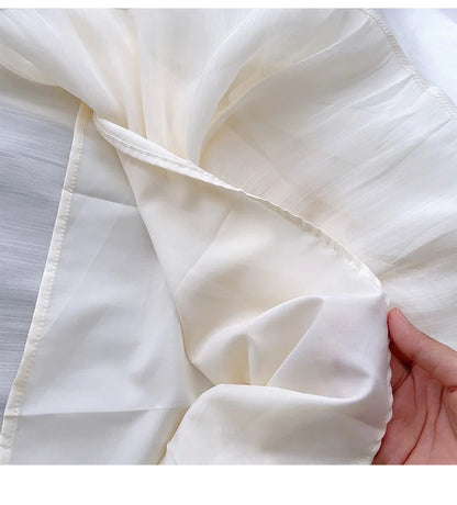 2025 Spring/Summer New Luster  A-line Women Skirt Solid Color High Waist French Paris Style Elegant Asymmetrical Skirt