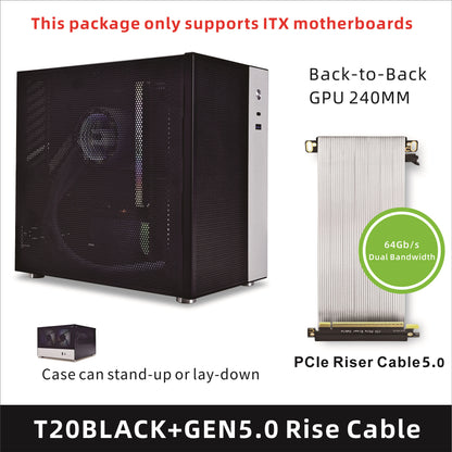 METALFISH T20 Mini ITX Case 9L Gaming Computer White Chassis Compact PC Support Flex PSU/100mm Cooler/180Liquid Cooler/240mm GPU