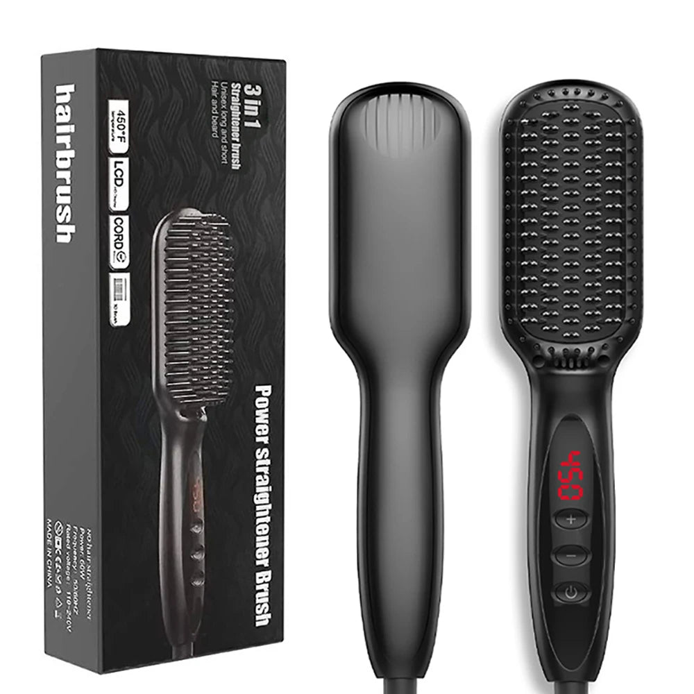 Hair Straightener for Women Hot Comb Anti-Scalding Hair Brush Ceramic Heating Lcd Display Dual Voltage Silent Hair Straightener.