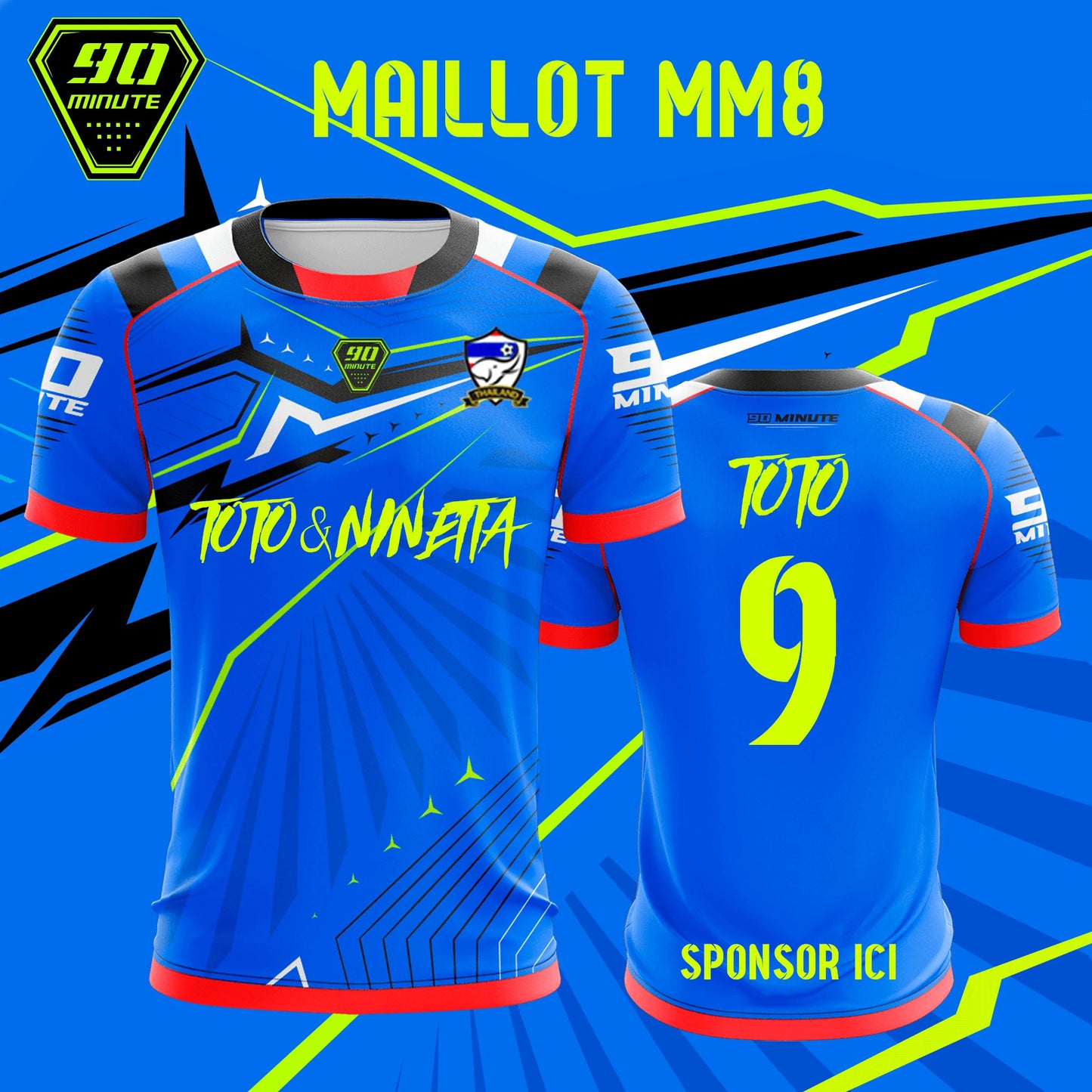 2025 New Summer Men's T-Shirt Maillot 90 Minute Toto & Ninetta Double Side Print Short Sleeve Oversize Breathable Quick Dry Tops.