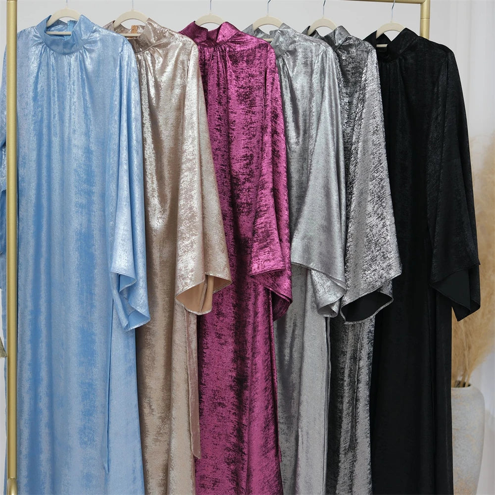 Shiny Satin Abaya Dubai Luxury 2025 Muslim Islam Abayas For Women Kaftan Dress Kebaya Caftan Marocain Femme Vestidos Musulmanes.