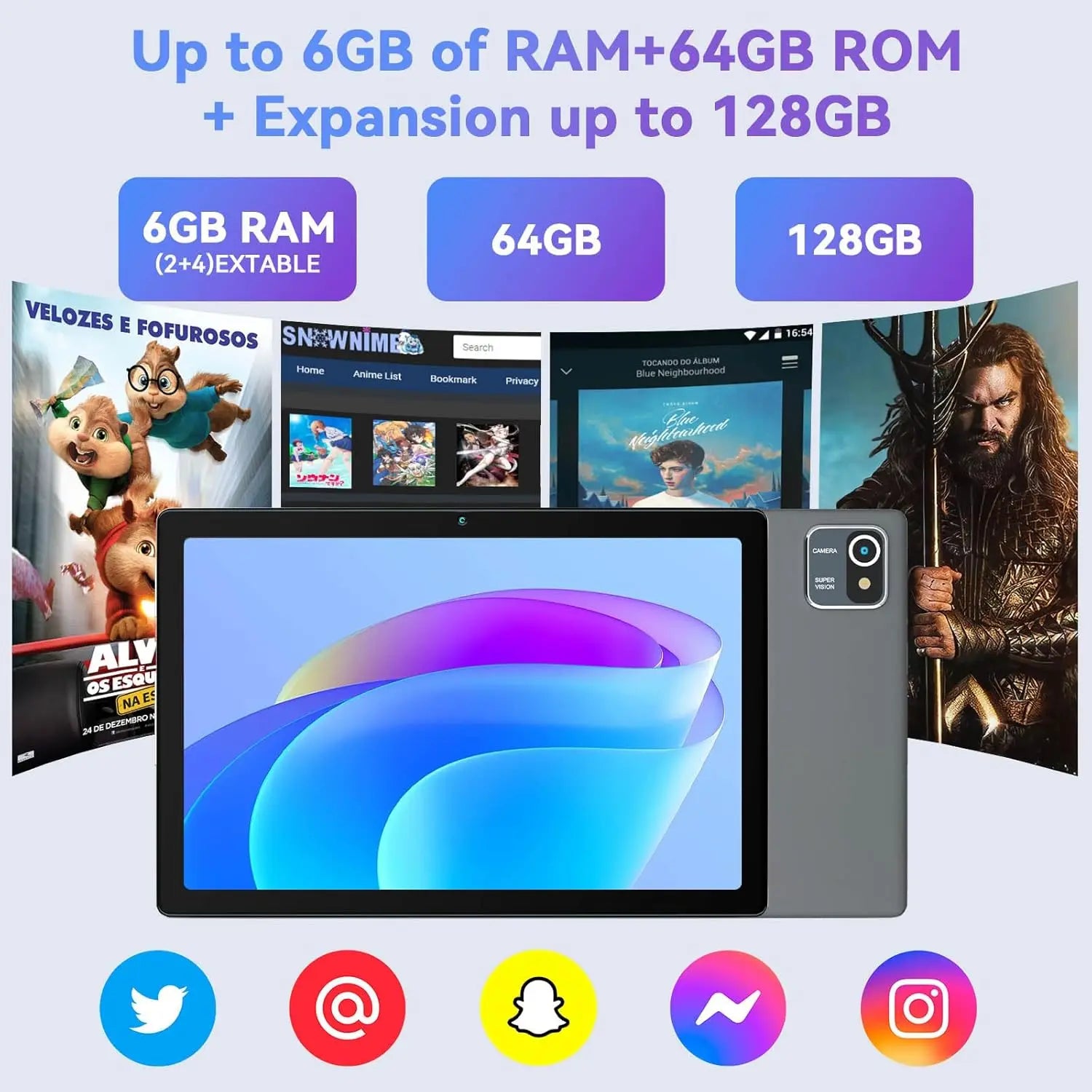 URAO MB1001 Android 13 Tablet 10 Inch 6GB RAM + 64GB ROM 128GB Expandable 5000mAh IPS Display 5G WiFi Dual Camera Tablet PC Gift.