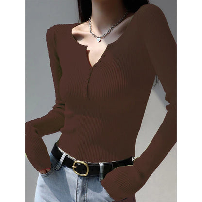 2026 weibliche Casual Tops Pullover Warme V-ausschnitt Frauen Herbst Winter Gestrickte Dünne Pullover Feste Taste Volle Hülse Pullover