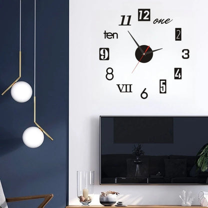 2D/3D Große Römische Ziffer Acryl Spiegel Wanduhr Aufkleber Mode DIY Quarz Uhren Uhr Hause Dekoration Wohnzimmer Aufkleber