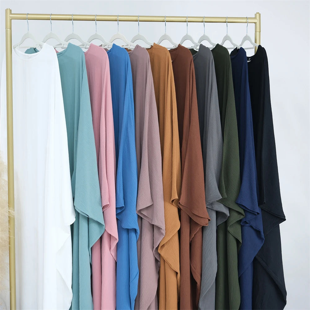 Ramadan Eid Cotton Linen Abaya Turkey Islam Muslim Maxi Dress Prayer Clothes Women Kaftan Kebaya Caftan Robe Femme Musulmane