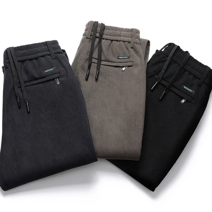 Elastic Waist Casual Pants Men Joggers Loose Fit Straight Pants Spring Autumn Male Trousers Large Size Black Grey.