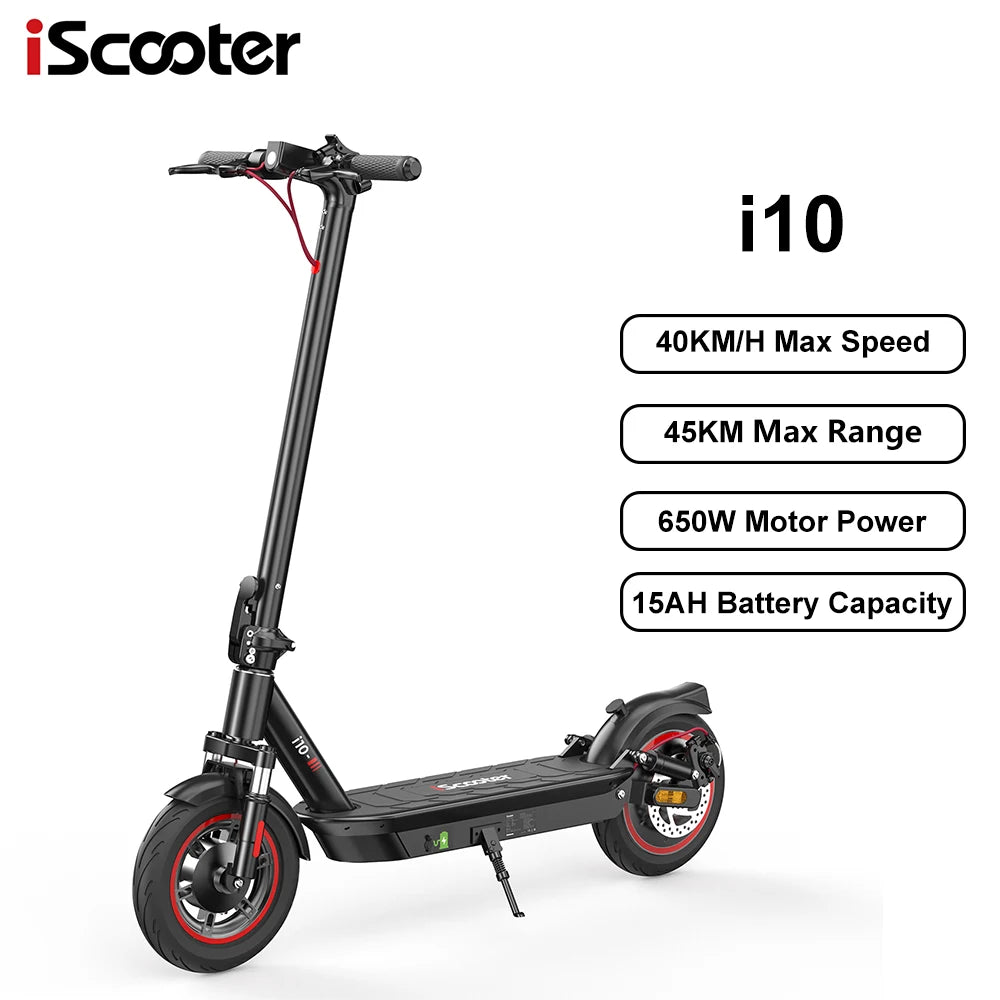 iScooter i10 Foldable Adult Electric Scooter E-Scooter 40 KM/H Electric Kick Scooter 650W Skateboards 36V 15Ah Kickboard.