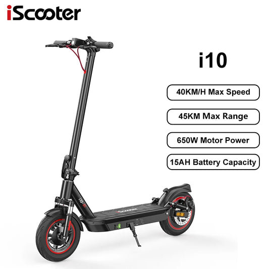 iScooter i10 Foldable Adult Electric Scooter E-Scooter 40 KM/H Electric Kick Scooter 650W Skateboards 36V 15Ah Kickboard.
