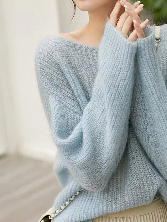 Elegante durchsichtige Frauen Pullover Pullover lose Jumper Herbst Winter weiche warme Frauen Strickwaren Pullover grundlegende solide Kaschmir Tops