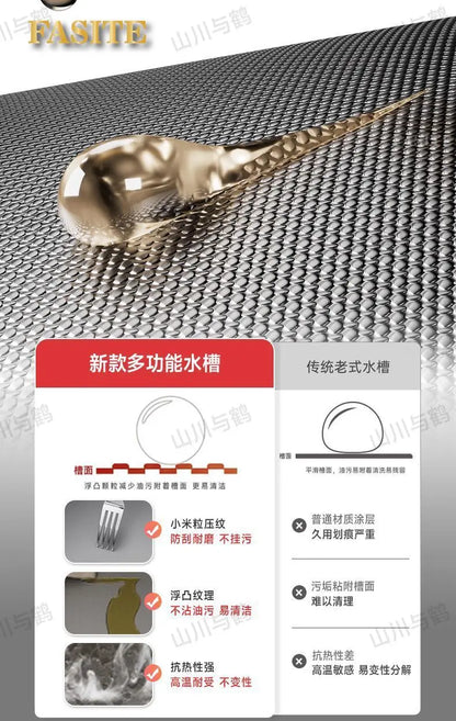 Waterfall kitchen sink nano thickened digital display honeycomb household single slot