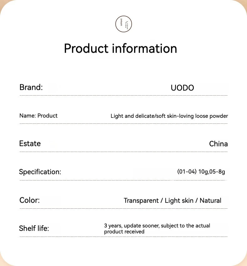 Uodo Loose Powder Makeup Oil Control Dry Skin Long-lasting Setting Foundation Glitter Flagship Genuine Goods Udo.