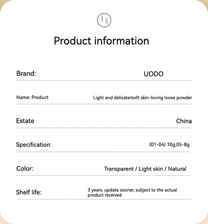 Uodo Loose Powder Makeup Oil Control Dry Skin Long-lasting Setting Foundation Glitter Flagship Genuine Goods Udo.